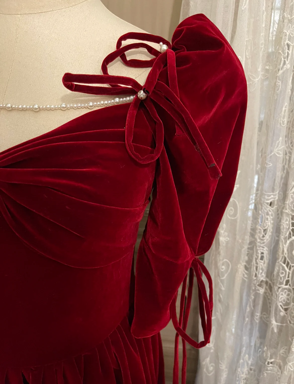 Red velvet party dress deluxe version - Image 11