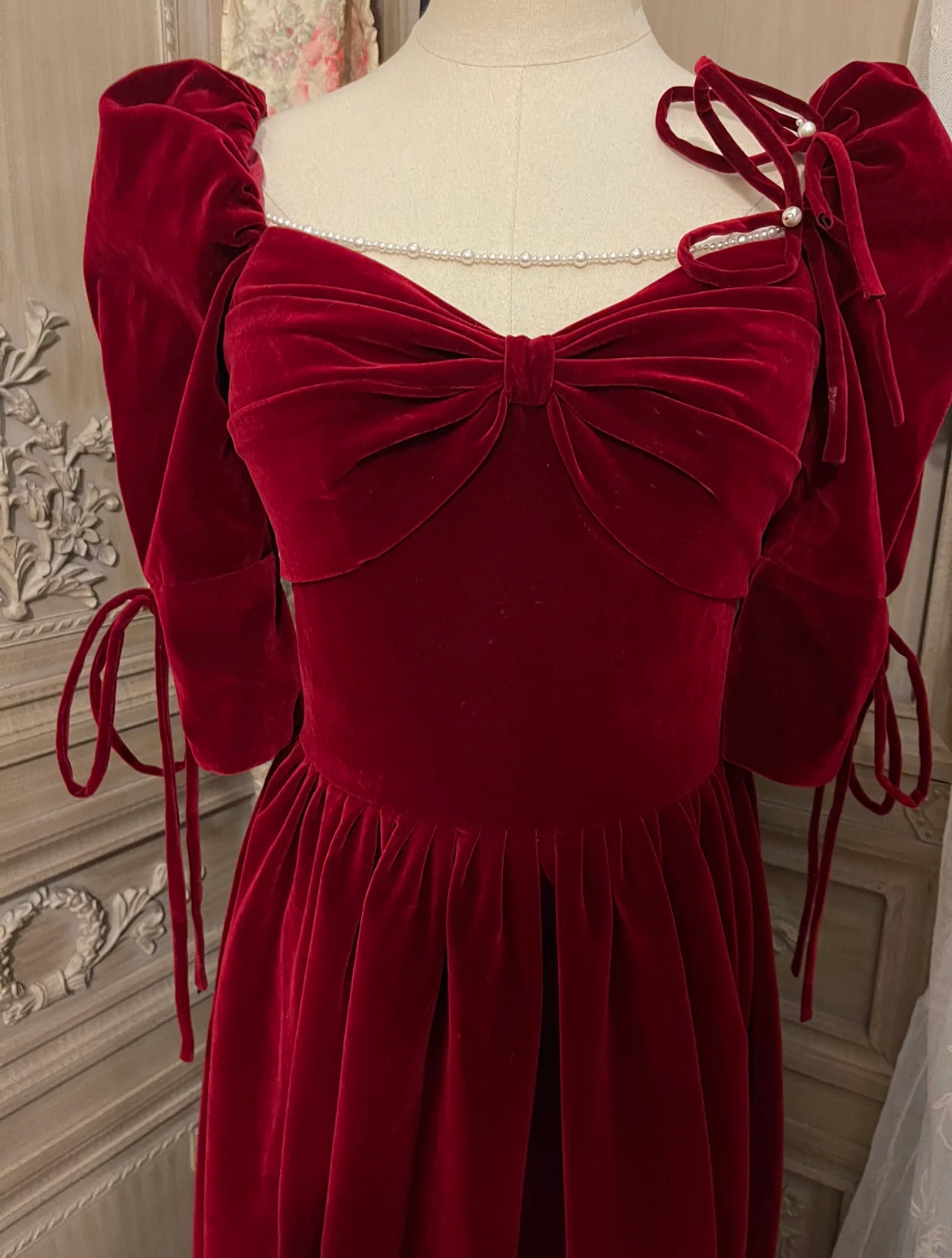 Red velvet party dress deluxe version - Image 3