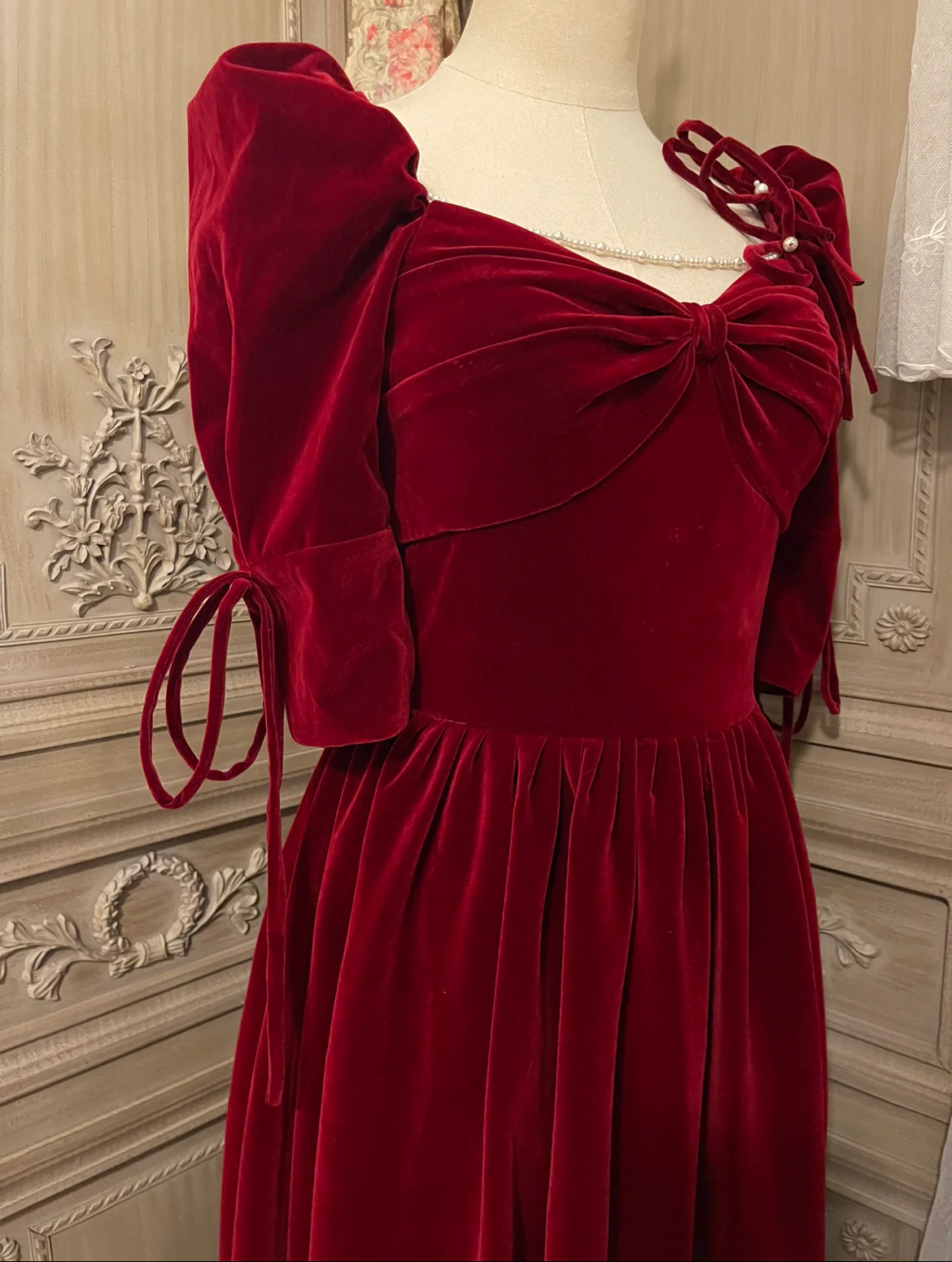 Red velvet party dress deluxe version - Image 4