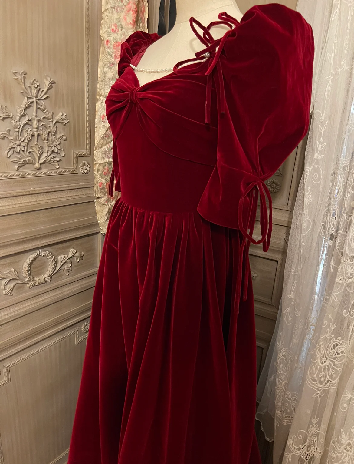 Red velvet party dress deluxe version - Image 6