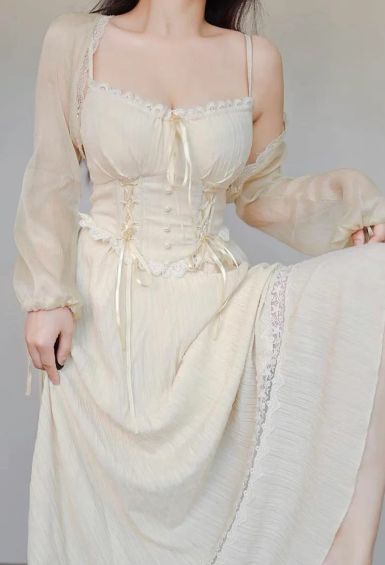 White vinegar corset dress / bolero - Image 4